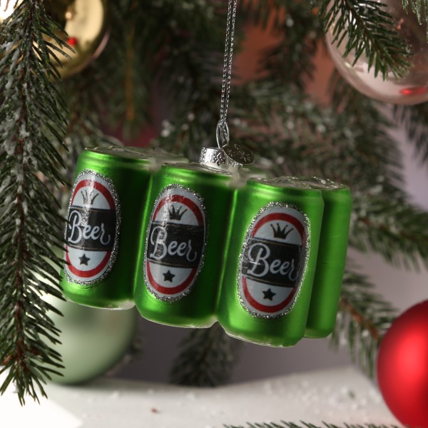 Weihnachtsbaumschmuck SIXPACK Bier - Glas - inkl. Aufhänger - H: 5,1cm - grün