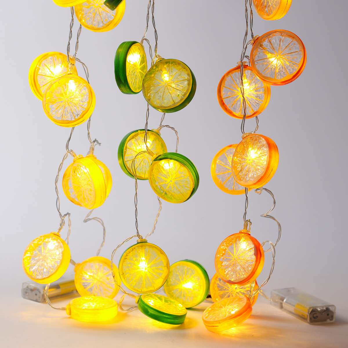 LED Lichterkette ORANGE 10 Orangenscheiben warmweiße LED