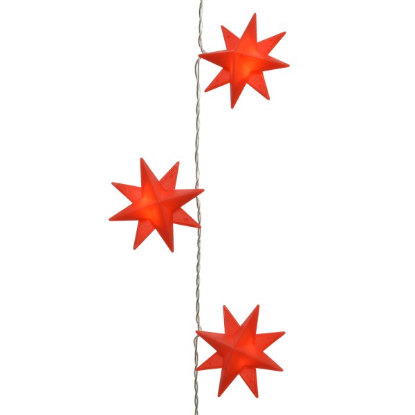 LED Lichterkette STAR - 20 warmweiße LED - Timer - Batterie - L: 1,90m - rot