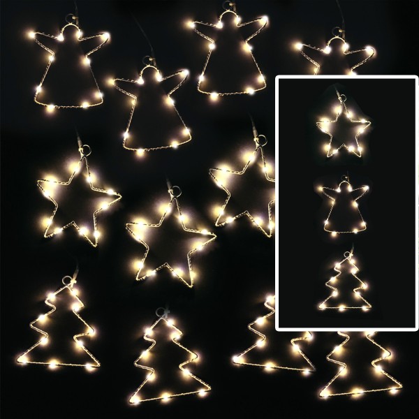 LED Lichterkette Engel - 4 Engel mit je 10 neutralweißen LED - Timer - Batteriebetrieb - weiß