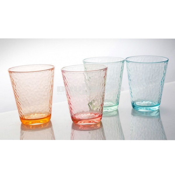 Trinkgläser VINTAGE - 4er Set - 4 Farben - bruchfestes Polycarbonat- 300ml
