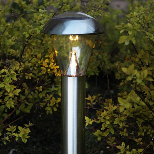 LED Solar Wegleuchte NAPOLI - Edelstahl - warmweiße LED - H: 36cm - Dämmerungsensor - silber