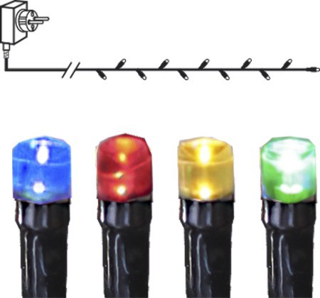 Lichterkette | Serie MICROLED 3mm | 7,2m | 8 Funktionen | schwarzes Kabel | 30 bunte LEDs | Trafo