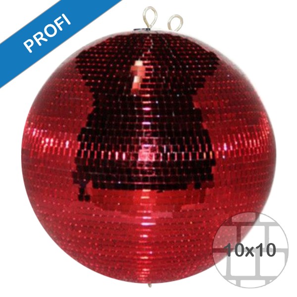 Spiegelkugel 120cm - rot - Diskokugel Echtglas - 10x10mm Spiegel - PROFI Serie