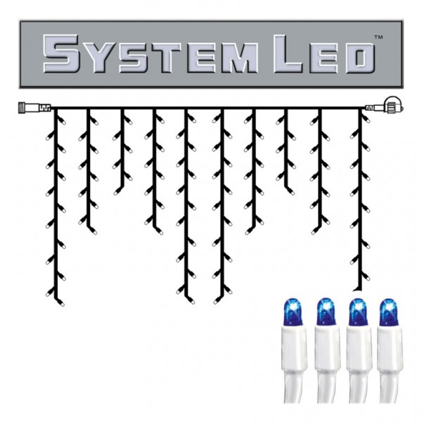 System LED White | Lichtvorhang | koppelbar | exkl. Trafo | 2,00m x 1,00m | 100x Blau