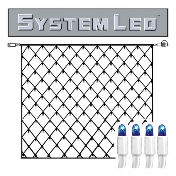 System LED White | Lichtnetz | koppelbar | exkl. Trafo | 3,00 mx 3,00m | 192x Blau
