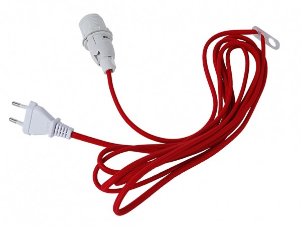 Lampenhalterung für Leuchtsterne - E14 Fassung - textilummanteltes Kabel - 3,50m - rotes Kabel