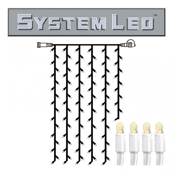 System LED White | Lichtvorhang | koppelbar | exkl. Trafo | 1.00m x 2.00m | 102x Warmweiß